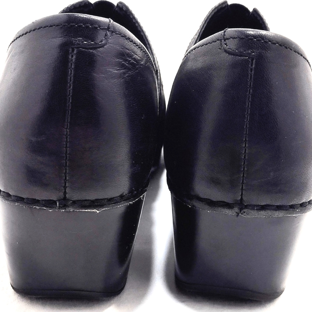 Dansko Tamara Black Leather Slip-On Clogs With Adjustable Strap - Picture 15 of 16